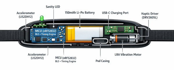 Hardware product cross section showing internal components