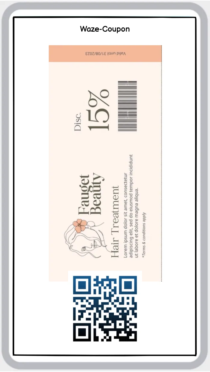 Step 3. A Waze-coupon is stored to the user device