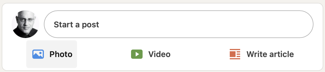 LinkedIn post starter screen